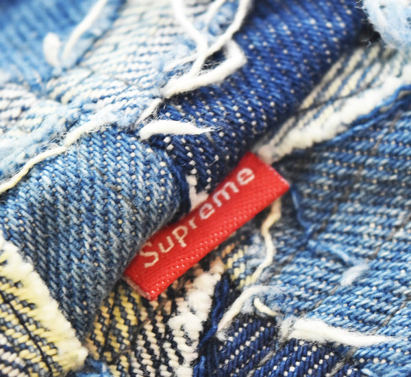 シュプリーム SUPREME 23SS Frayed Patchwork Denim Crusher フレイドパッチワークデニムクラッシャーS M 帽子 メンズ帽子 ハット ブルー 103H-80