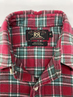 ダブルアールエル RRL 90s FLANNEL SHIRT フランネル シャツ ネルシャツ ボタン 三ツ星タグ Ralph Lauren 赤 長袖シャツ チェック レッド Sサイズ 104MT-2250