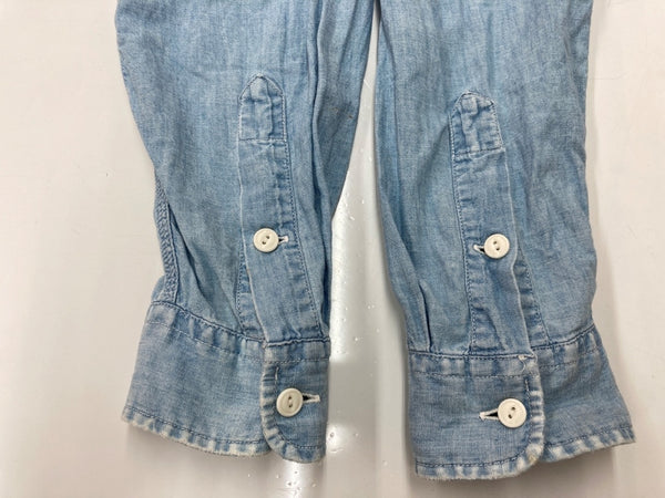 ダブルアールエル RRL 90s 三ツ星タグ SHIRT ステンカラー 猫目ボタン 胸ポケット ヴィンテージ VINTAGE ラルフローレン RALPH LAUREN コットン モーリシャス製 ライトブルー 青 無地 ブルー Mサイズ 104MT-2024