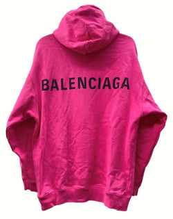 バレンシアガ BALENCIAGA 19AW BACK LOGO PULLOVER HOODIE バック ロゴ プルオーバー フーディ パーカー スウェット 570798 THV79 パーカ ロゴ ピンク Sサイズ 104MT-816