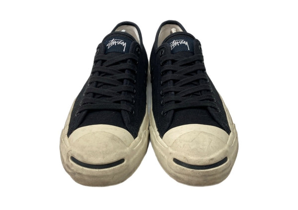 コンバース CONVERSE 16年製 × Stussy ステューシー JACK PURCELL ジャック パーセル ローカット シューズ 白 黒 1CK448 メンズ靴 スニーカー ブラック 27.5cm 104S-1036