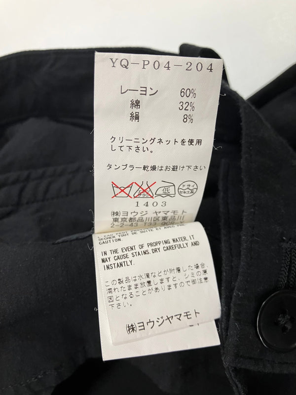 ワイズ Y's レーヨン ノータック スラックス 裾ZIP YQ-P04-204 スラックス ブラック 3 101MB-783