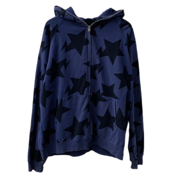 アベイシングエイプ A BATHING APE sta スター ジップアップ スウェット パーカー ブルー Lサイズ 201MT-4311