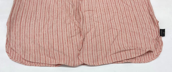 ダブルアールエル RRL 90s 三ツ星タグ SHIRT バンドカラー フロントボタン ヴィンテージ VINTAGE ラルフローレン RALPH LAUREN リネン コットン マレーシア製 RED 赤 長袖シャツ ストライプ レッド Mサイズ 104MT-1970