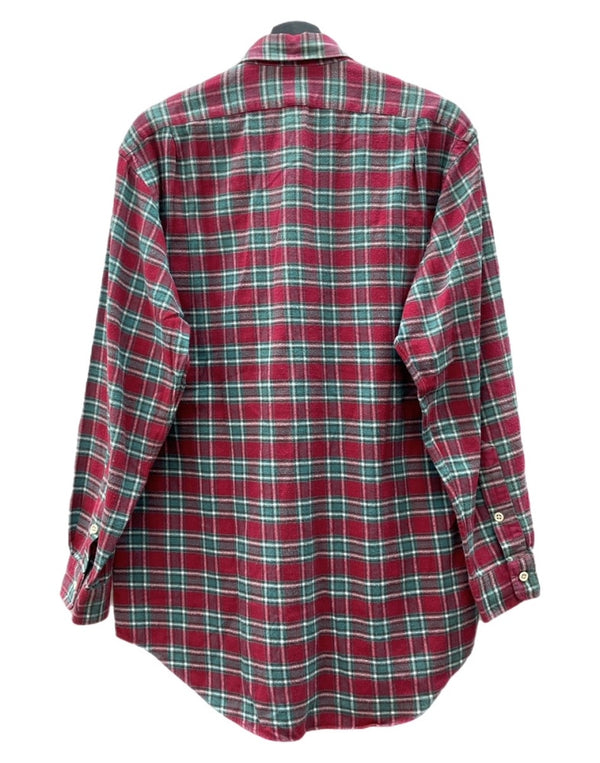 ダブルアールエル RRL 90s FLANNEL SHIRT フランネル シャツ ネルシャツ ボタン 三ツ星タグ Ralph Lauren 赤 長袖シャツ チェック レッド Sサイズ 104MT-2250
