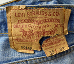 【曜日割引対象外】 リーバイス Levi's 501XX 90s ボタンフライジーンズ ボタン裏刻印 653 USA製 グランジ デニム 無地 ブルー W35サイズ 201MB-637