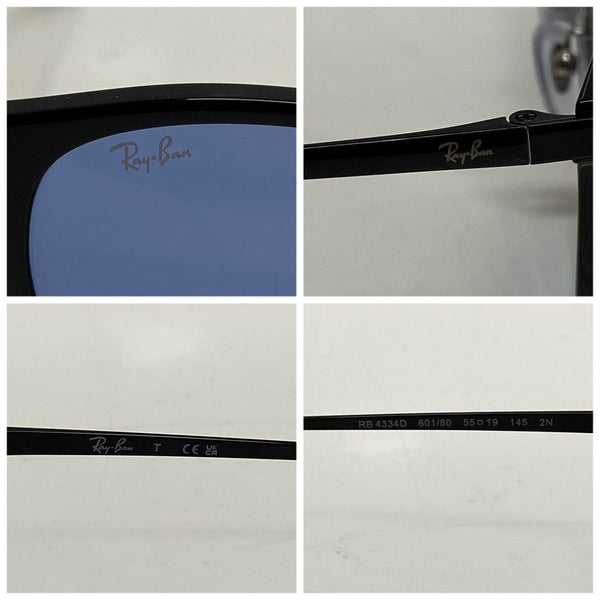 【中古】レイバン Ray-Ban WASHED LENSES ウォッシュドレンズ 601/80/55 RB4334D 眼鏡・サングラス サングラス ブラック 201goods-634