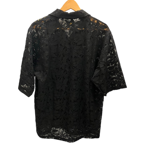 ニードルス Needles 23SS Cabana Shirt - C/PE/R Lace Cloth / Flower カバナシャツ レースクロス/フラワー MR252 半袖シャツ ブラック Mサイズ 101MT-3098