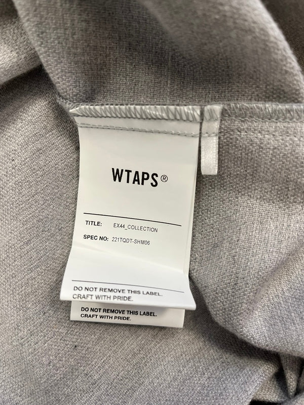 ダブルタップス WTAPS LEAGUE SS COTTON FLANNEL ロゴ刺繍 ベースボール プルオーバー シャツ  221TQDT-SHM06 サイズ2 半袖シャツ グレー 101MT-4465
