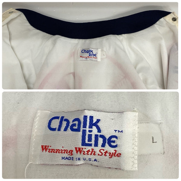【曜日割引対象外】 ヴィンテージ vintage 80's チョークライン CHALK LINE MLB USA製 ナイロン ジャケット ホワイト Lサイズ 201MT-4208 VB