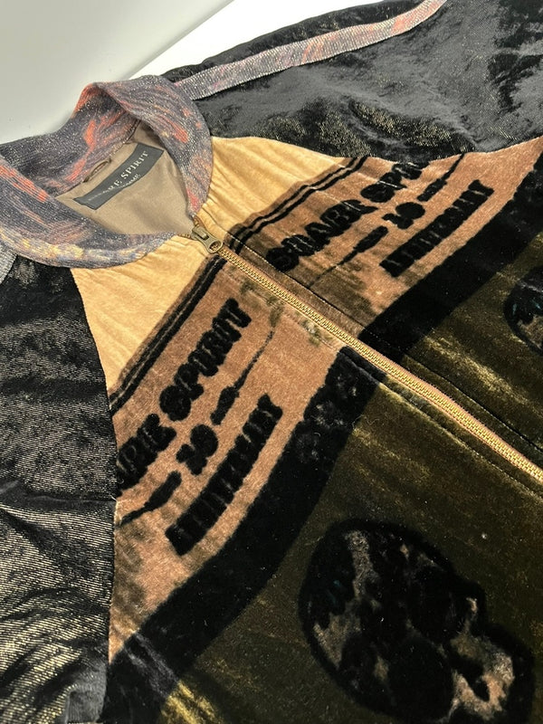 シェアースピリット SHARE SPIRIT HOMME シルク 総柄 ベロア スタジャン ジャケット マルチカラー Lサイズ 101MT-4979