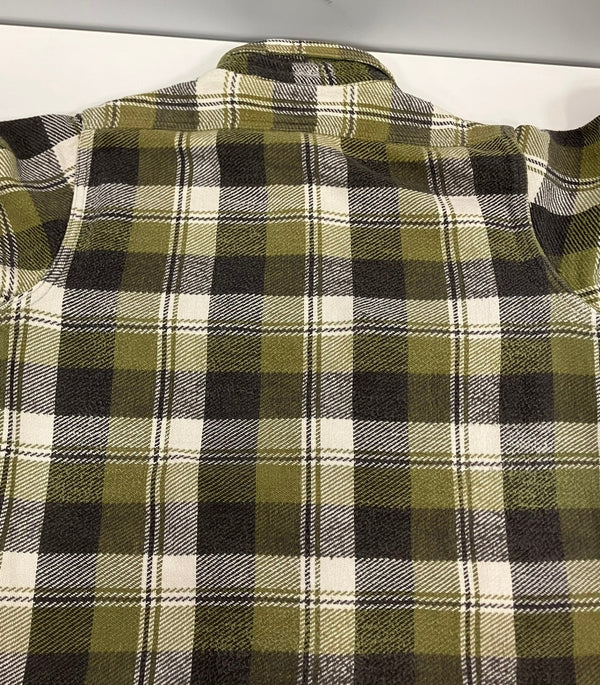 ヴィンテージ vintage 60'S 60年代 BRENT ブレント マチ付き ヘビーフランネルシャツ ヘビネル マチネル フラップポケット ブロックチェック  LONG TAILE 長袖シャツ グリーン Lサイズ 101MT-4029