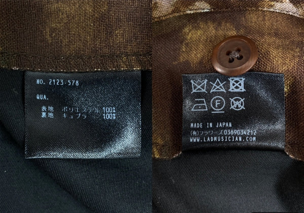 ラッドミュージシャン LAD MUSICIAN FLOWER SLIM FLARE SLACKS PANTS フラワー スリム フレア スラックス パンツ 花柄 ジップフライ 茶 総柄 2123-578 スラックス ブラウン サイズ 46 104MB-286