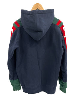 シュプリーム SUPREME Hooded Track Zip Up Sweat フーデッド トラックジップアップ スウェット 袖ロゴ 15AW パーカ ネイビー Mサイズ 101MT-4264