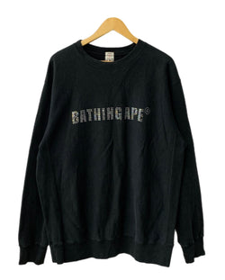 ア ベイシング エイプ A BATHING APE スワロフスキーロゴスウェット ブラック Lサイズ 201MT-2719