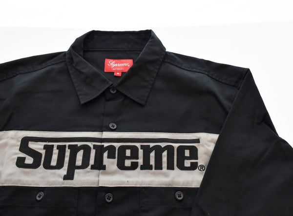 シュプリーム SUPREME 19SS Racing Logo Work Shirt レーシング ロゴ ワーク シャツ  長袖シャツ ブラック Mサイズ 103MT-758