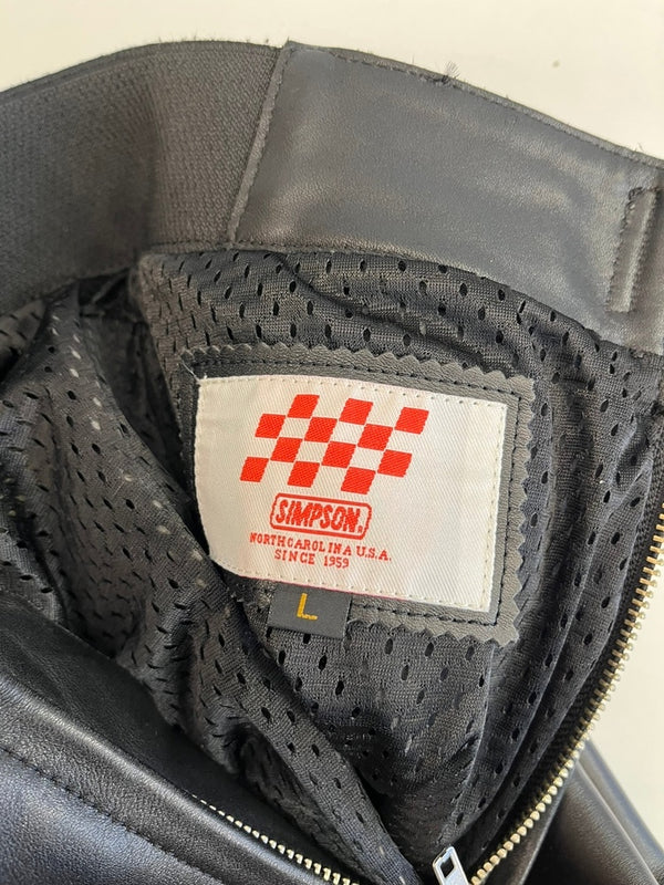 シンプソン SIMPSON 本皮 牛革 レザーパンツ バイカーパンツ ツーリング バイク用品 黒  ボトムスその他 ブラック Lサイズ 101MB-771