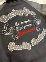 クシタニ KUSHITANI RACING SPEC レーシングスペック 本革 レザージャケット 刺繍 ワッペン ロゴ バイク バイカー KU-298 ジャケット ブラック Lサイズ 101MT-5387