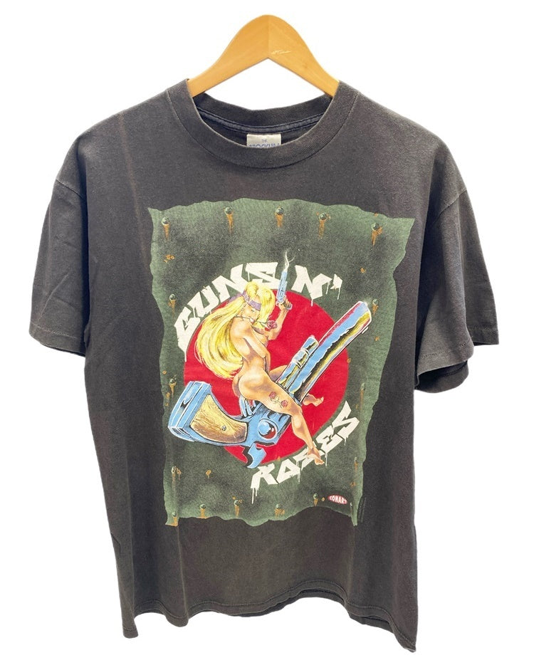 バンドTシャツ BAND-T 90s Guns N' Roses ガンズアンドローゼス ガンズアンドローゼズ G'n'f'r 91-92 Vintage  ヴィンテージ バンT US古着 袖シングル 裾ダブル Tシャツ ブラック Lサイズ 101MT-2673 | 古着通販のドンドンサガール