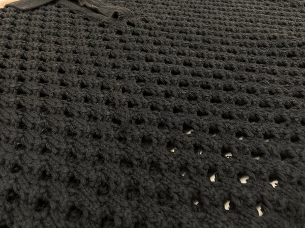 ステューシー STUSSY BIG MESH POLO SWEATER ビッグ メッシュ ポロ シースルー シャツ 黒 トップスその他 無地 ブラック Lサイズ 104MT-1773