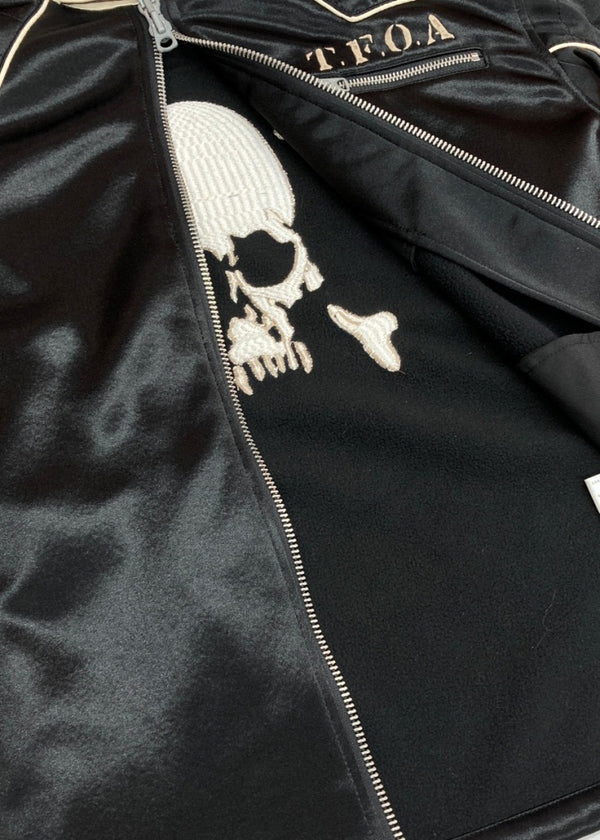 バンソン VANSON BONDING RIDERS JACKET ボンディング ライダース ジャケット 武装戦線 T.F.O.A CROWS スカル 裏起毛 アウター 黒 ジャケット 刺繍 ブラック 2XLサイズ 104MT-1343