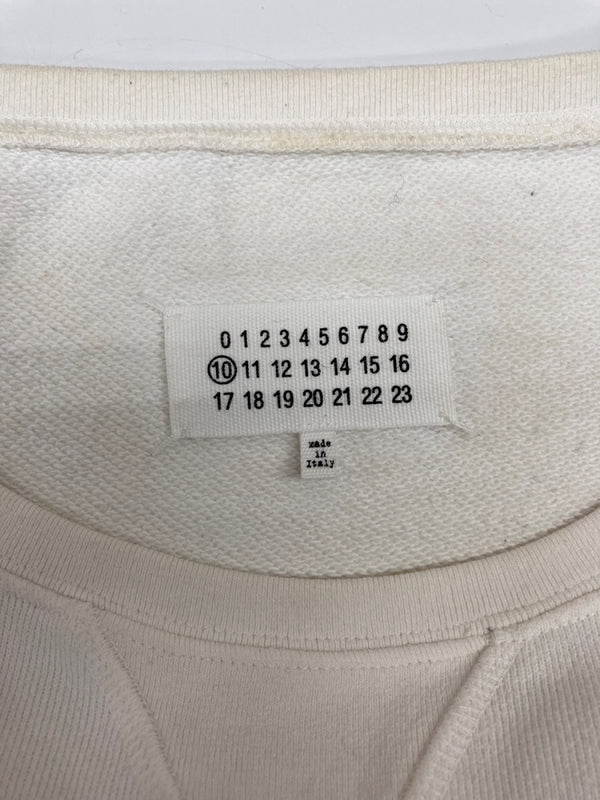 メゾンマルジェラ Maison Margiela 19AW OVERSIZE SWEATSHIRT オーバーサイズ スウェットシャツ クルーネック 長袖 白 S50GU0101 S25405 サイズ 44 スウェット プリント ホワイト 104MT-2210