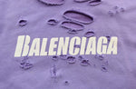 バレンシアガ BALENCIAGA  21SS Caps Destroyed Hoodie キャップス デストロイド フーディ ダメージ 加工 プルオーバー 659403 パーカ パープル Mサイズ 103MT-1729