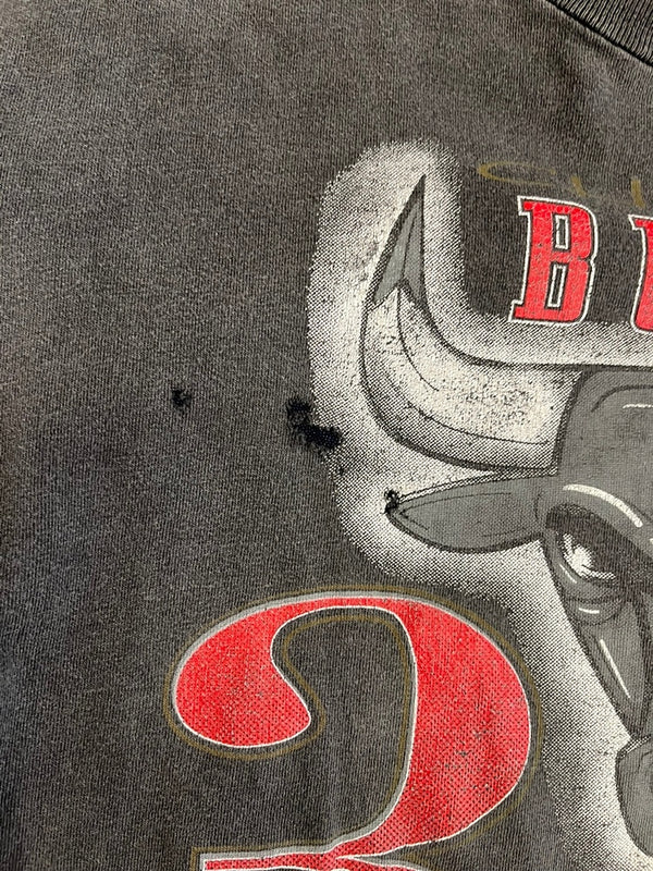 ヴィンテージ vintage 90s 1993 NBA 3PEAT Champions US古着 CHICAGO BULLS シカゴブルズ 墨黒 シングルステッチ Tシャツ ブラック Lサイズ 101MT-4828