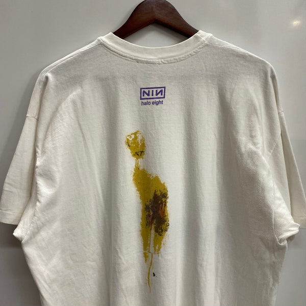 【曜日割引対象外】 ヴィンテージ vintage 90's NINE INCH NAILS "The Downward Spiral halo eight " Hanes USA製 Tシャツ ホワイト XLサイズ 201MT-4491 VB