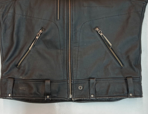 ハーレーダビッドソン HARLEY DAVIDSON ZIP UP RIDERS JACKET ジップアップ ライダース ジャケット バイカー 革ジャン アウター 黒 ジャケット ロゴ ブラック Lサイズ 104MT-1298