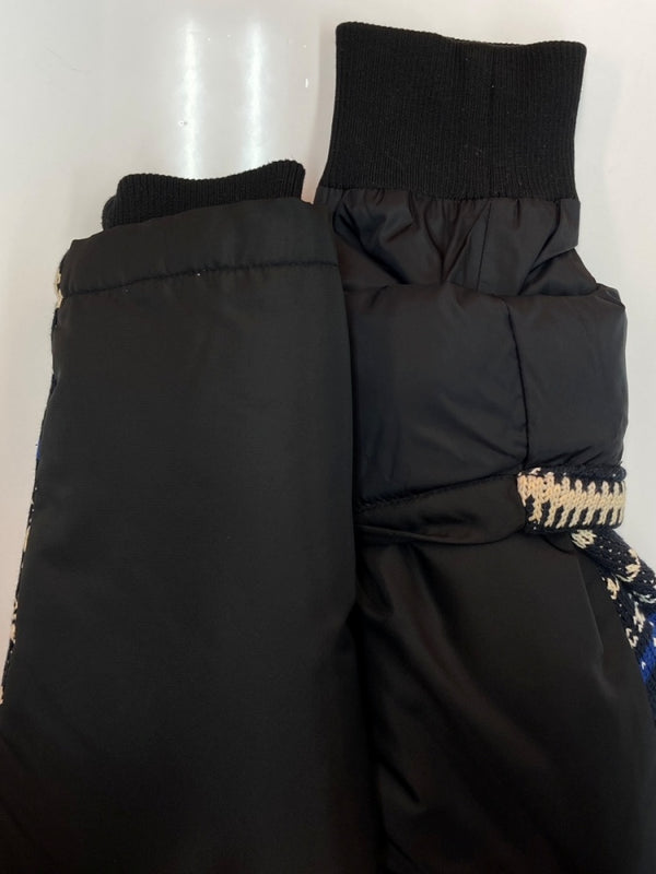 ステューシー STUSSY DOWN JACKET ダウン ジャケット N-3B フライト ニット切り替え ジップアップ ファー アウター 黒 ジャケット 総柄 ブラック Lサイズ 104MT-1653