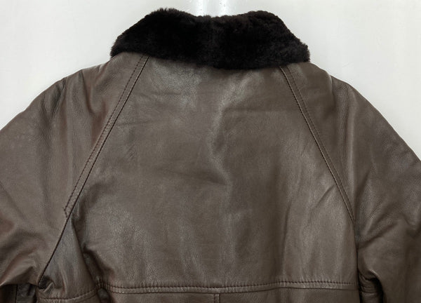 ヴィンテージ vintage Raspini Firenze ラスピーニフィレンツェ ユーロ イタリア フライトジャケット ボア レザージャケット 片爪 G-1 茶 サイズ46 ジャケット 無地 ブラウン 104MT-2239