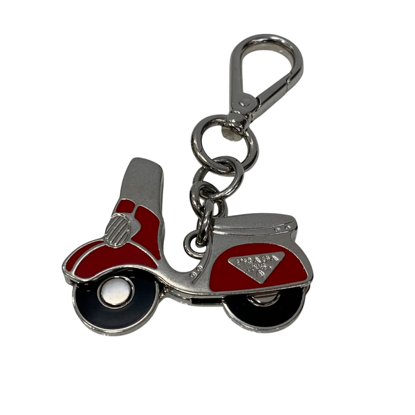 【中古】プラダ PRADA キーリング チャーム キーホルダー バイク 三角ロゴ メンズジュエリー・アクセサリー その他 レッド 201goods-809