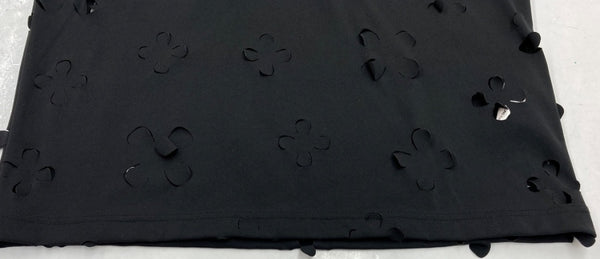 コムデギャルソン COMME des GARCONS コムコム AD2016 17SS パンチング ブラウス 丸襟 フラワーカッティング 花 日本製 BLACK 黒 RS-T002 半袖カットソー 総柄 ブラック XSサイズ 104LT-108