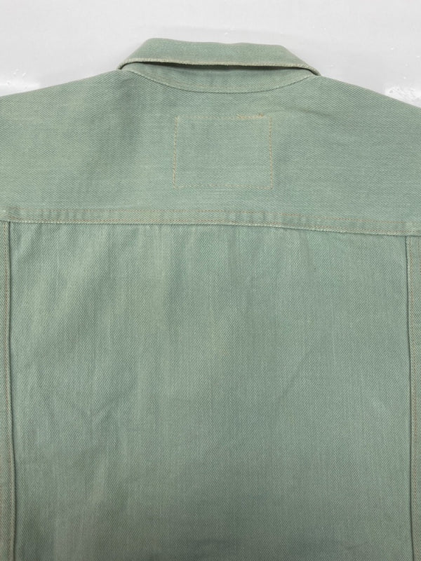 ダブルアールエル RRL SANTAFE WORK JACKET サンタフェ ワーク ジャケット デニム Gジャン ボタン 加工 Ralph Lauren ターコイズ 緑 ジャケット 無地 グリーン Mサイズ 104MT-2071