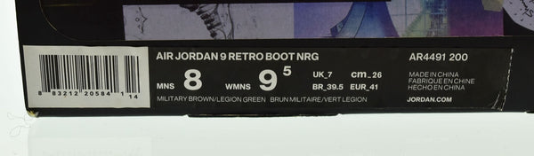 ナイキ NIKE Air Jordan 9 Boot "Beef And Broccoli"(2018) エアジョーダン9 ブーツ "ビーフ アンド ブロッコリー"  AR4491-200 メンズ靴 スニーカー カーキ 26cm 103S-1151