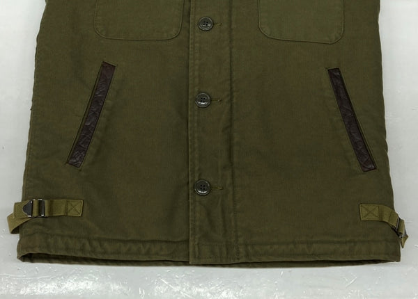 キャリー CALEE TYPE A-2 DECK JACKET デッキ ジャケット アウター ミリタリー 裏地ファー 緑 ジャケット 無地 カーキ Mサイズ 104MT-876