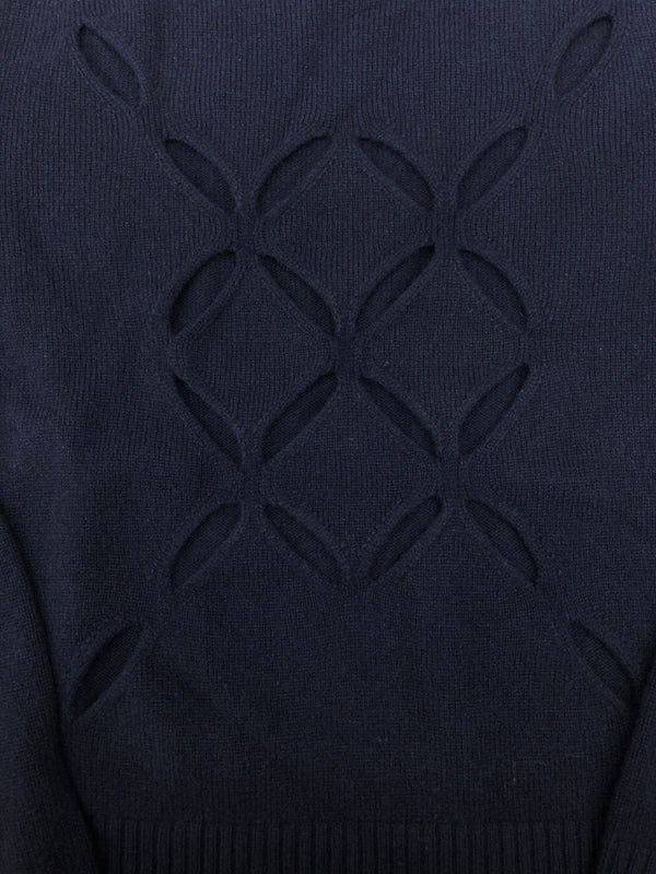 ステファンクック STEFAN COOKE SLASHED SWEATER スラッシュド セーター ニット カッティング 薄手 紺 セーター 無地 ネイビー Mサイズ 104MT-2290