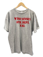 チャンピオン Champion 80s トリコタグ USA製 US古着 カレッジプリントWISCONSIN ATH. DEPT.  ヴィンテージ ラバープリント 3段プリント XXL Tシャツ プリント グレー 3Lサイズ 101MT-2443