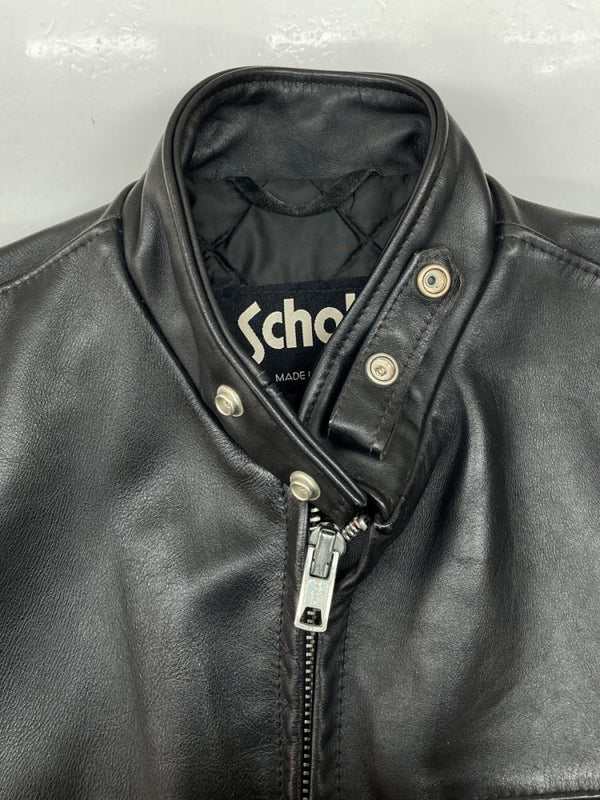 ショット SCHOTT LEATHER JACKET レザー ジャケット シングルライダース バイカー USA製 黒 641Q 42 ジャケット 無地 ブラック 104MT-904