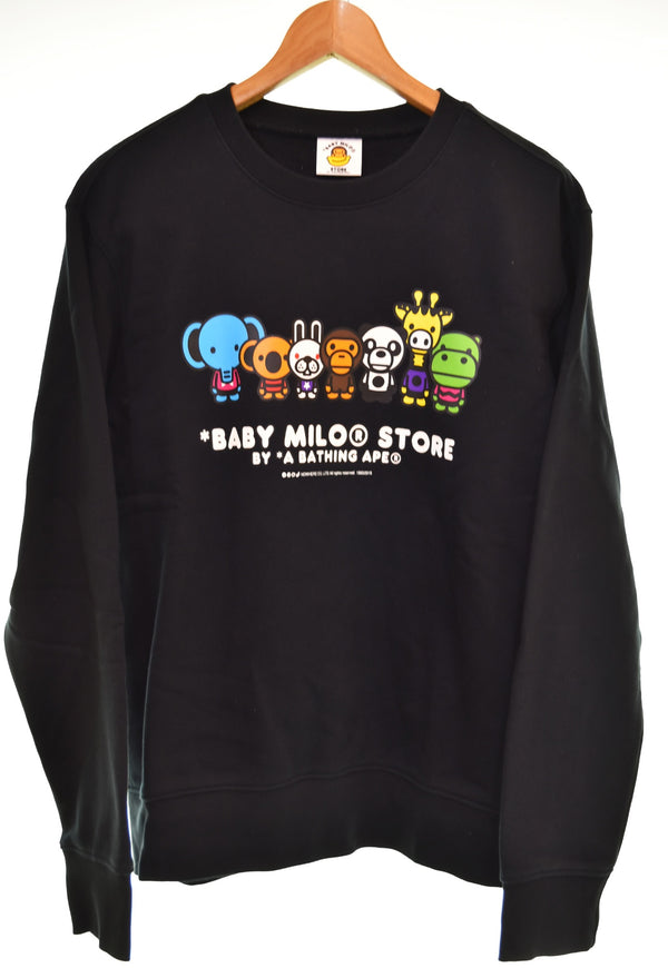 ア ベイシング エイプ A BATHING APE BABY MILO STORE プリント ロングTシャツ ロンT ブラック Lサイズ 103MT-3163