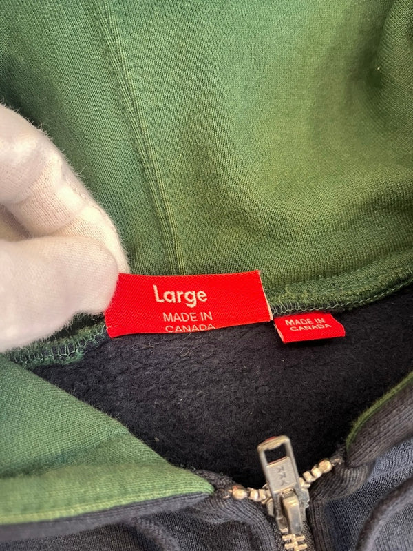 シュプリーム SUPREME 15AW Hooded Track Zip-Up Sweat フーデッドトラックジプアップスウェット パーカースリーブロゴ 紺 パーカ ネイビー Lサイズ 101MT-5046