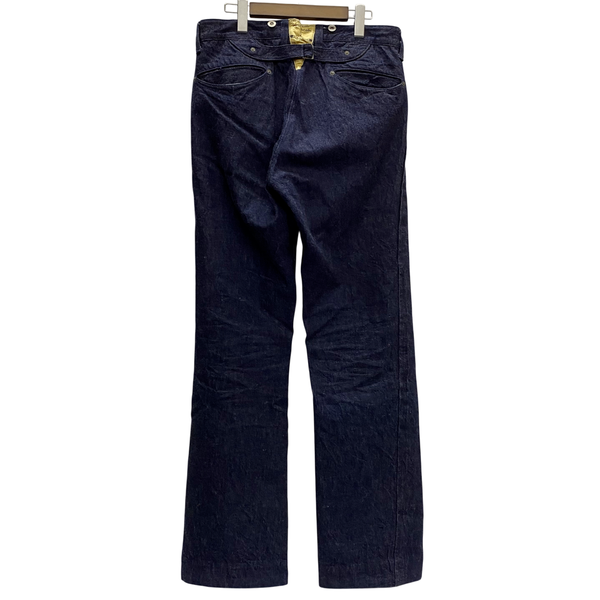 【曜日割引対象外】 ウエアハウス WAREHOUSE HELLER'S CAFE シンチバック サスペンダーボタン デニム ブルー 32サイズ 201MB-896 VB