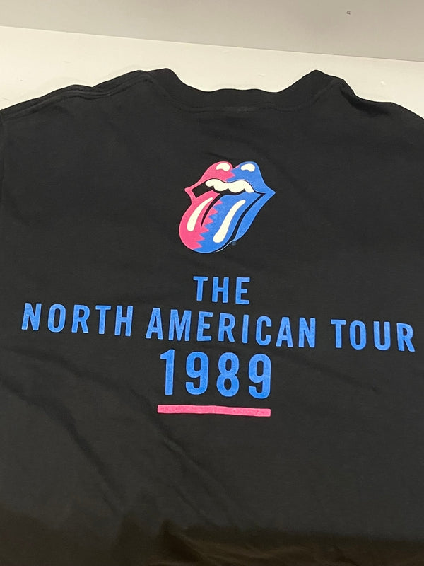 バンド band 80s 80's BROCKUM The Rolling Stones Steel Wheels The North American TOUR 1989 Tee ローリングストーンズ XL Tシャツ ブラック LLサイズ 101MT-3079