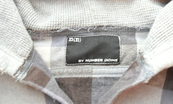 ナンバーナイン NUMBER (N)INE 長袖チェックシャツ フード USED加工 パーカー 2 パーカ チェック ブラウン 103MT-699