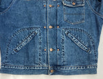 ダブルアールエル RRL 90s DENIM JACKET デニム ジャケット 三ツ星タグ USA製 シンチバック 裏地チェック Ralph Lauren 青 ジャケット ロゴ ブルー Mサイズ 104MT-1366
