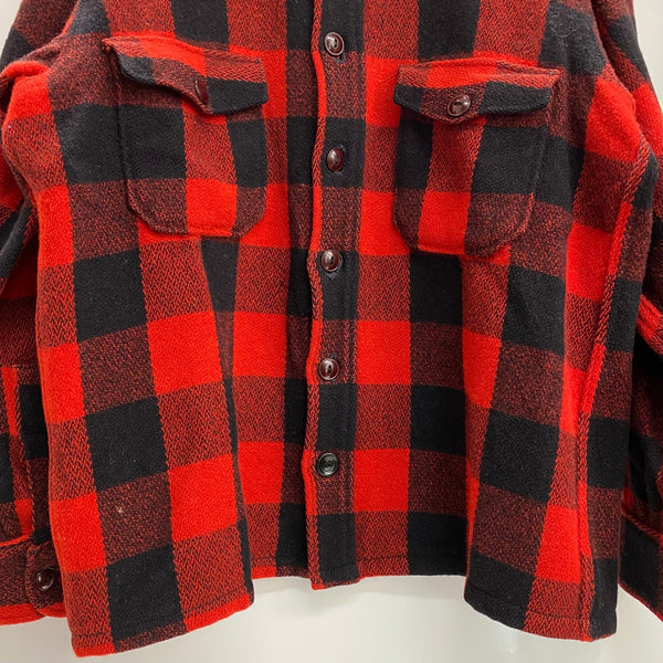 【曜日割引対象外】 エルエルビーン L.L.Bean 50's 筆記体黒タグ チェック柄 ウールジャケット 長袖シャツ レッド 201MT-4232 VB