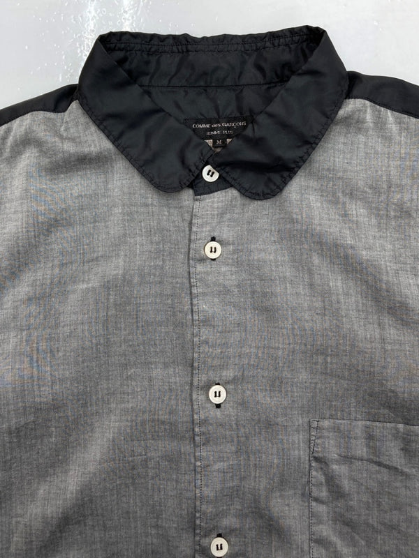 コムデギャルソン COMME des GARCONS HOMME PLUS L/S SHIRT 切替 シャツ 長袖 ブラウス 薄手 灰 黒 PM-B007 長袖シャツ 無地 グレー Mサイズ 104MT-1565