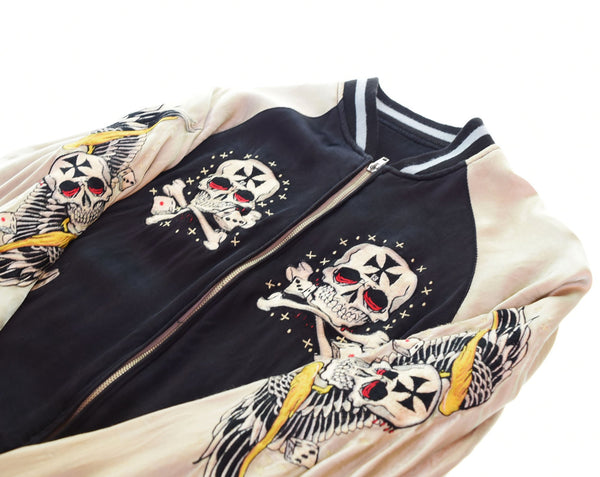 ラッキーサーティーン LUCKY13 スカル リバーシブル スカジャン SKULL Souvenir Jacket Reversible サイコロ ダイス lucky thirteen ジャケット ブラック Sサイズ 103MT-2573