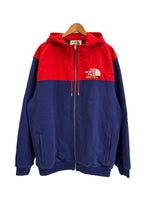 グッチ GUCCI ×THE NORTH FACE ザノースフェイスコラボ 21AW ナイロン切替 ジップパーカー 青 赤 XXL パーカ ブルー 101MT-5254